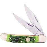 Boker Manufaktur Traditional Series 2.0 Copperhead Pocket Knife, 3.5&Prime; D2 Blades, Burnt Lime Green Jigged Bone Scales, Made In Germany (C&amp;C Exclusive)