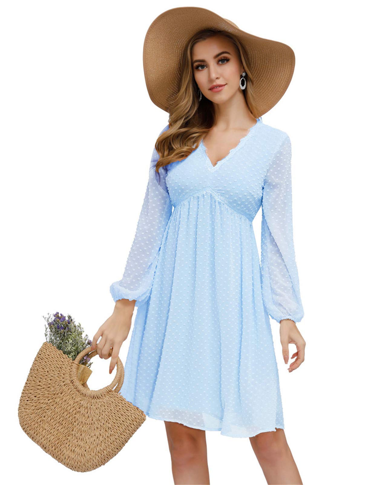 JASAMBAC Women's Swiss Dot Cocktail Dress for Wedding Guest Baby Shower Maternity Dress