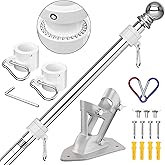 6FT Flag Pole Kit - Adjustable Outdoor Flagpole With 180° Bracket For House, Garden & Truck