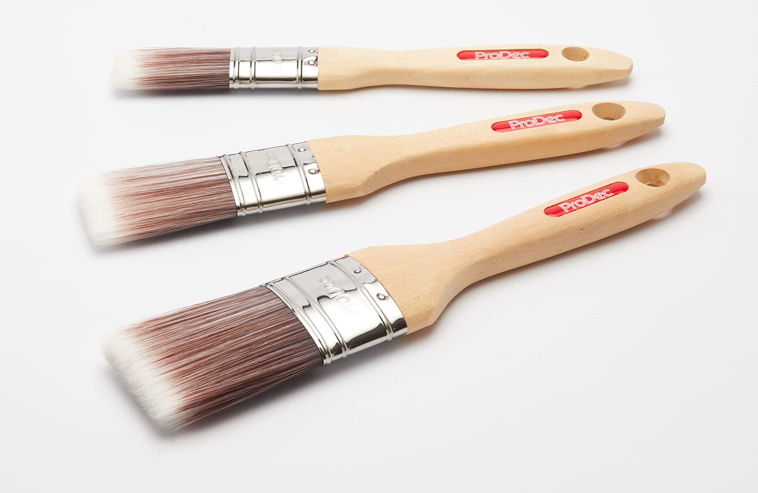 ProDec 3 piece Premier Oval Trade Professional Synthetic Brush Set Ideal for Painting Skirting Board, Architrave and Other Curved or Moulded Surfaces, Contains 1, 1.5, 2 inch Brushes