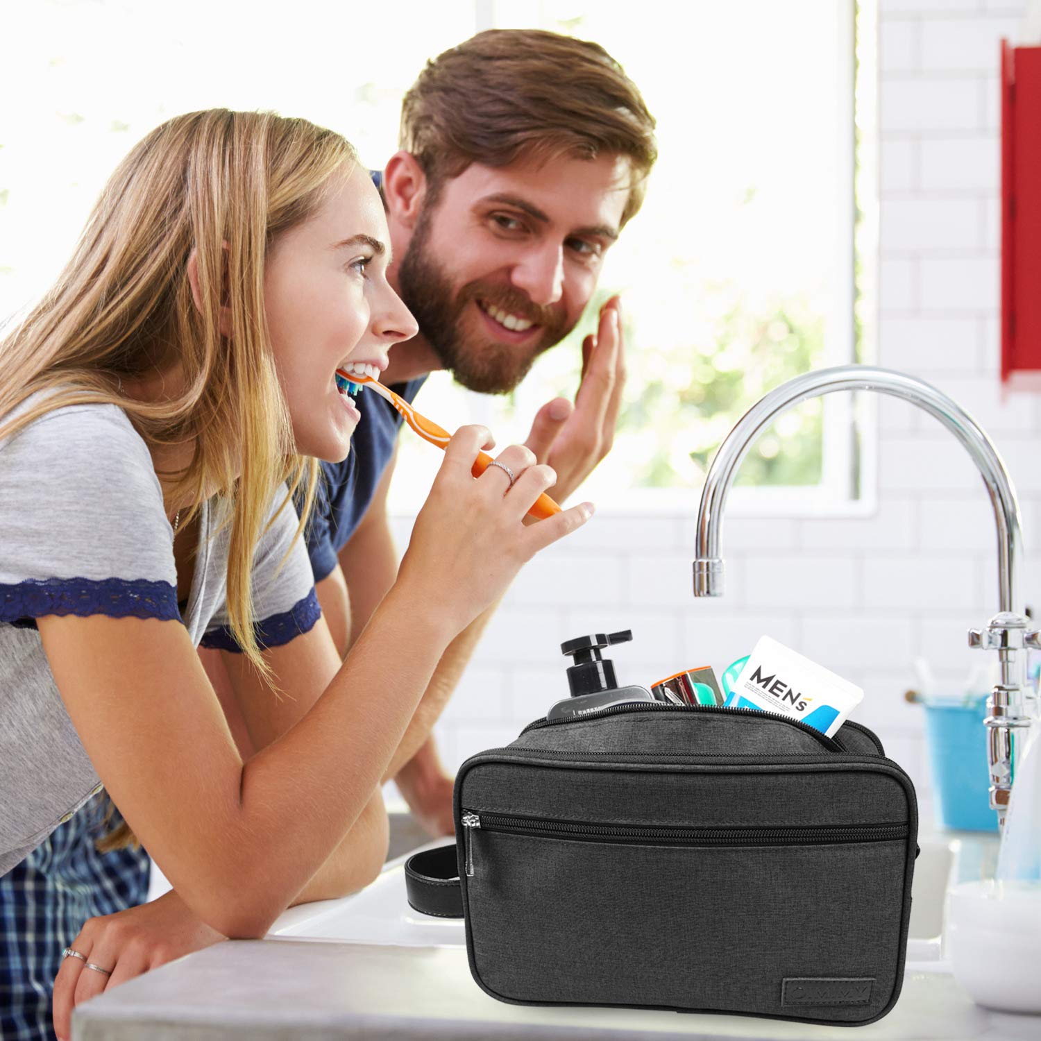 Mens Toiletry Bag Dopp Kit Travel Bathroom Bag Shaving Shower Cosmetic Organizer : Beauty