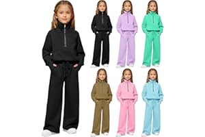 Girls Boys Half Zip Sweatsuit Kids 2 Piece Tracksuit Jogging Outfits Sweatshirt Sweatpant Winter Athletic Clothing Sets