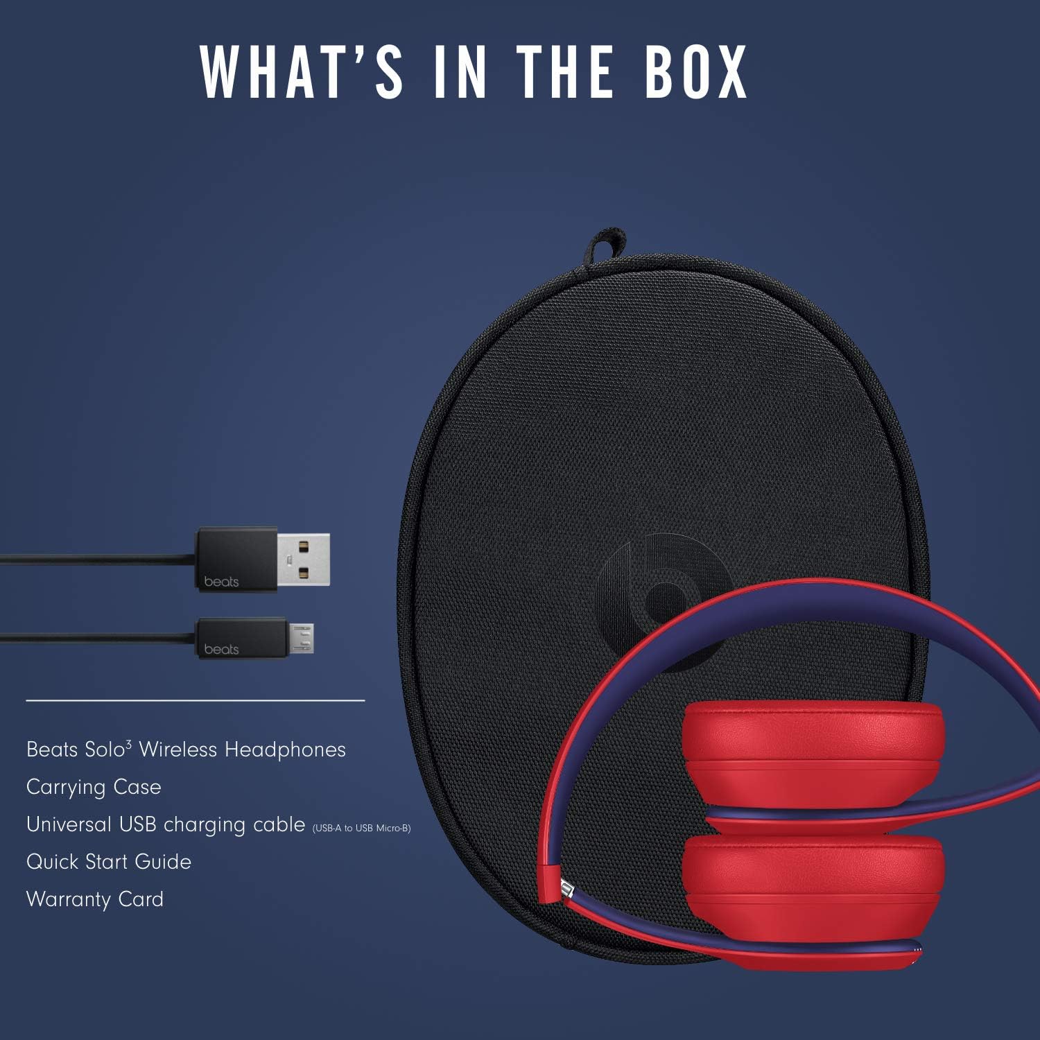 Beats Solo3 Wireless On-Ear Headphones - Apple W1 Headphone Chip, Class 1 Bluetooth, 40 Hours Of Listening Time - Club Red (Latest Model)