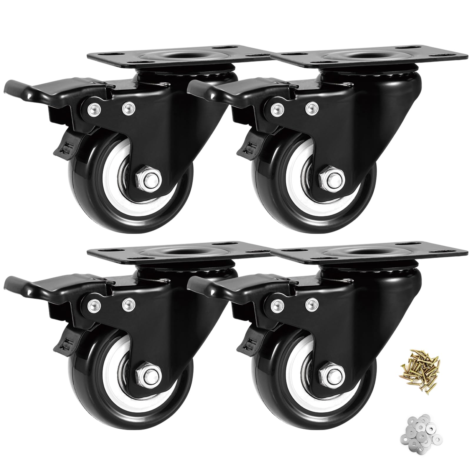 2 Inch Caster Wheels, Casters Set of 4, ASHGOOB
