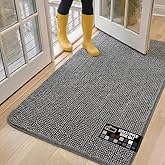 GORILLA GRIP SOAKSTOPPER Dog Door Mat, 60x36 Machine Washable Rug Absorbent Doormat Captures Moisture Mud Dirt, Quick Dry Soft Chenille Entryway Rugs Indoor Entrance Mats for Dog Paws, Grey