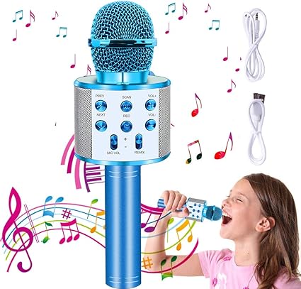 Amazon カラオケマイク スイッチ Bluetooth 高音質カラオケ機器 Bluetoothで簡単に接続 無線マイク 高音質 ワイヤレスマイク 家庭用 音楽再生 エコー 録音可能 人気 一人でカラオケ Android Iphoneに対応 忘年会 新年会 ホームパーティー大活躍 ブルー カラオケ機器