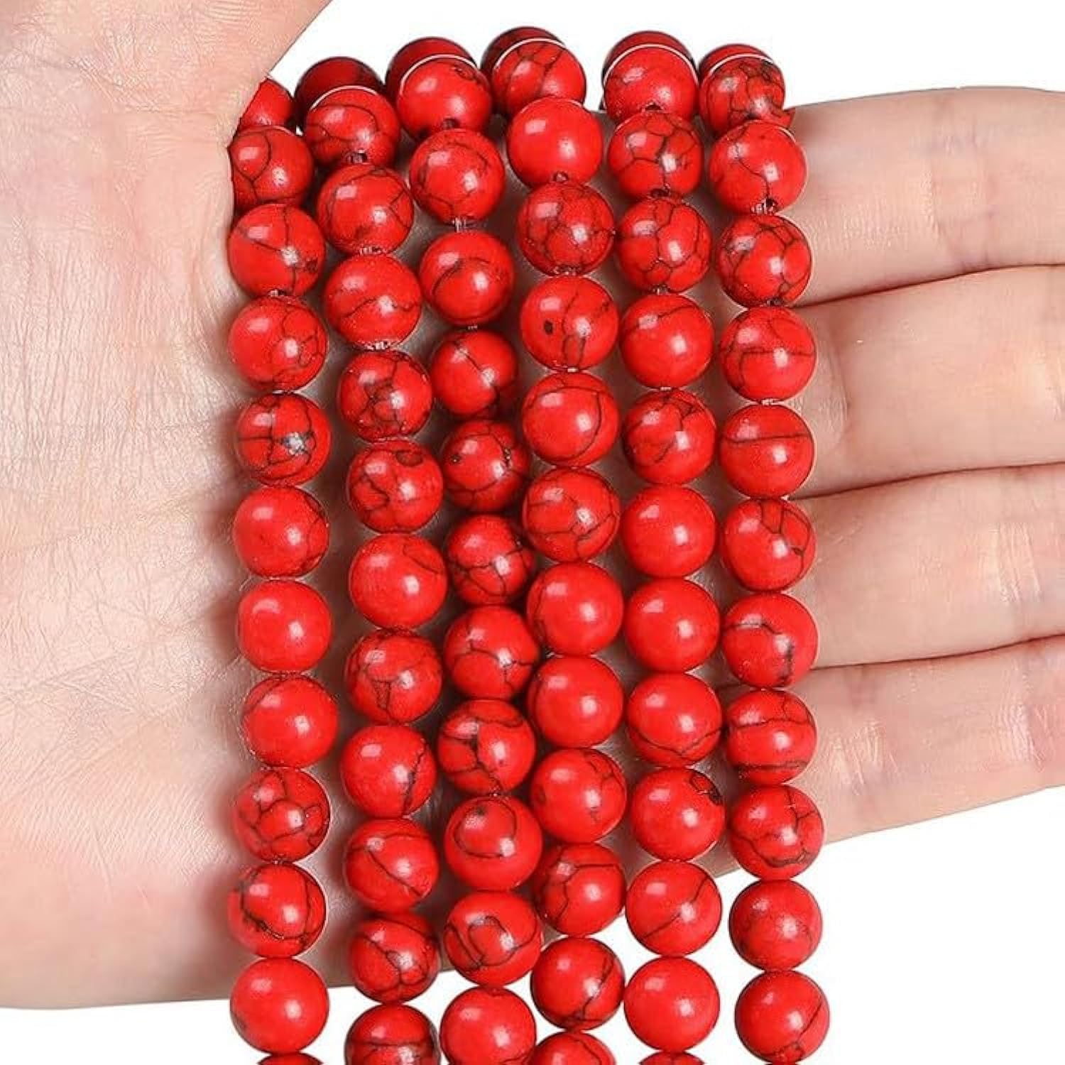 XIANNVXI 8mm Round Red Beads for Crafting for Jewellery Making,Loose Turquoise Stone Gemstone Beads for Jewelry Making DIY 47 Pcs
