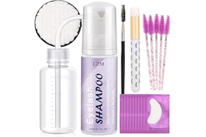 LZM Lash Shampoo Lash Cleaner - Lash Wash Cleaning kit for Cluster Lash/Eyelash Extensions, Lash Bath, Lash Foam, Lash Soap, Lash Care Oil Free, 60ml(7-IN-1 SHAMPOO KIT)