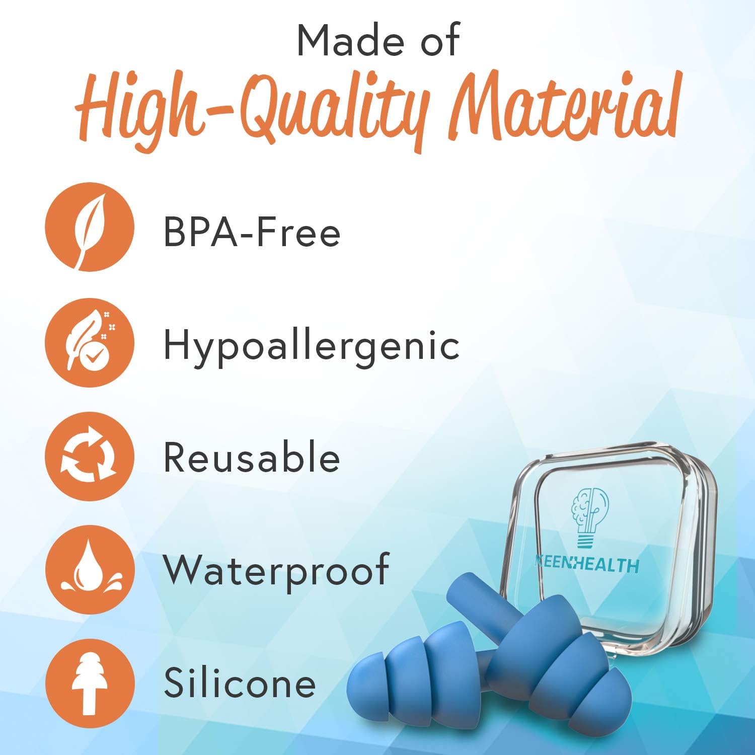 Keenhealth Reusable Silicone Ear Plugs (4 Units) - Noise and Sound Reducing - 29dB Highest NRR - Comfortable Fit - Earplugs for Sleeping, Concerts, Festivals, Construction Sites - BPA Free: Health & Personal Care