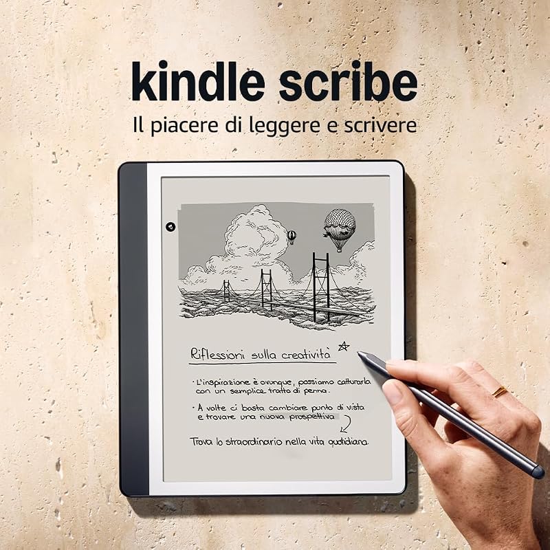 Kindle Scribe (64 GB) | Schermo ridisegnato con bordi uniformi. Ora puoi scrivere nei libri e nei documenti | Penna premium inclusa | Grigio tungsteno