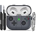 RFUNGUANGO for AirPods 3rd Generation Case Cover with Keychain,Game Player Design for Kids Teenager Women and Men, Soft Silicone Case for AirPods Gen 3 Charging Case-Grey