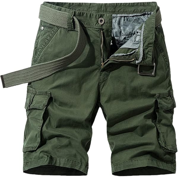 RFXZSAQD Summer Cotton Cargo Shorts Men Casual Multi-Pocket