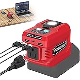 Kzreect 220W Portable Power Inverter (Tool only) Compatible with Milwaukee 18V Battery, Converts DC 18V to AC 110V with AC Outlet, USB-C, 2 USB-A & 400 Lumen LED – Outdoor, Camping & Emergency Use