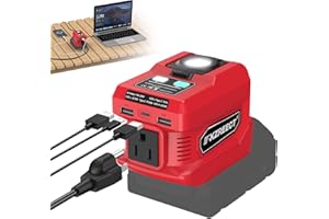 Kzreect 220W Portable Power Inverter (Tool only) Compatible with Milwaukee 18V Battery, Converts DC 18V to AC 110V with AC Outlet, USB-C, 2 USB-A & 400 Lumen LED – Outdoor, Camping & Emergency Use