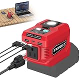 Kzreect 220W Power Inverter Compatible with Milwaukee 18V Batteries (Battery Not Included), DC to 110V AC Converter with 1 AC Outlet, USB-C, Dual USB-A & 400LM LED – Outdoor, Camping & Emergency Use