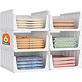 Lifewit Stackable Closet Organizers and Storage Basket for Clothes, Plastic Sweater Storage Bins for Wardrobe, Multifunctional Pants Organizer for RV, Pantry, Bathroom, Kitchen, Dorm, 24L, 6 Pack