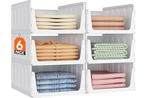 Lifewit 6 Pack Closet Organizers, Plastic Stackable Storage Bins for Clothes, Closet Organizers and Storage, Drawer Organizer