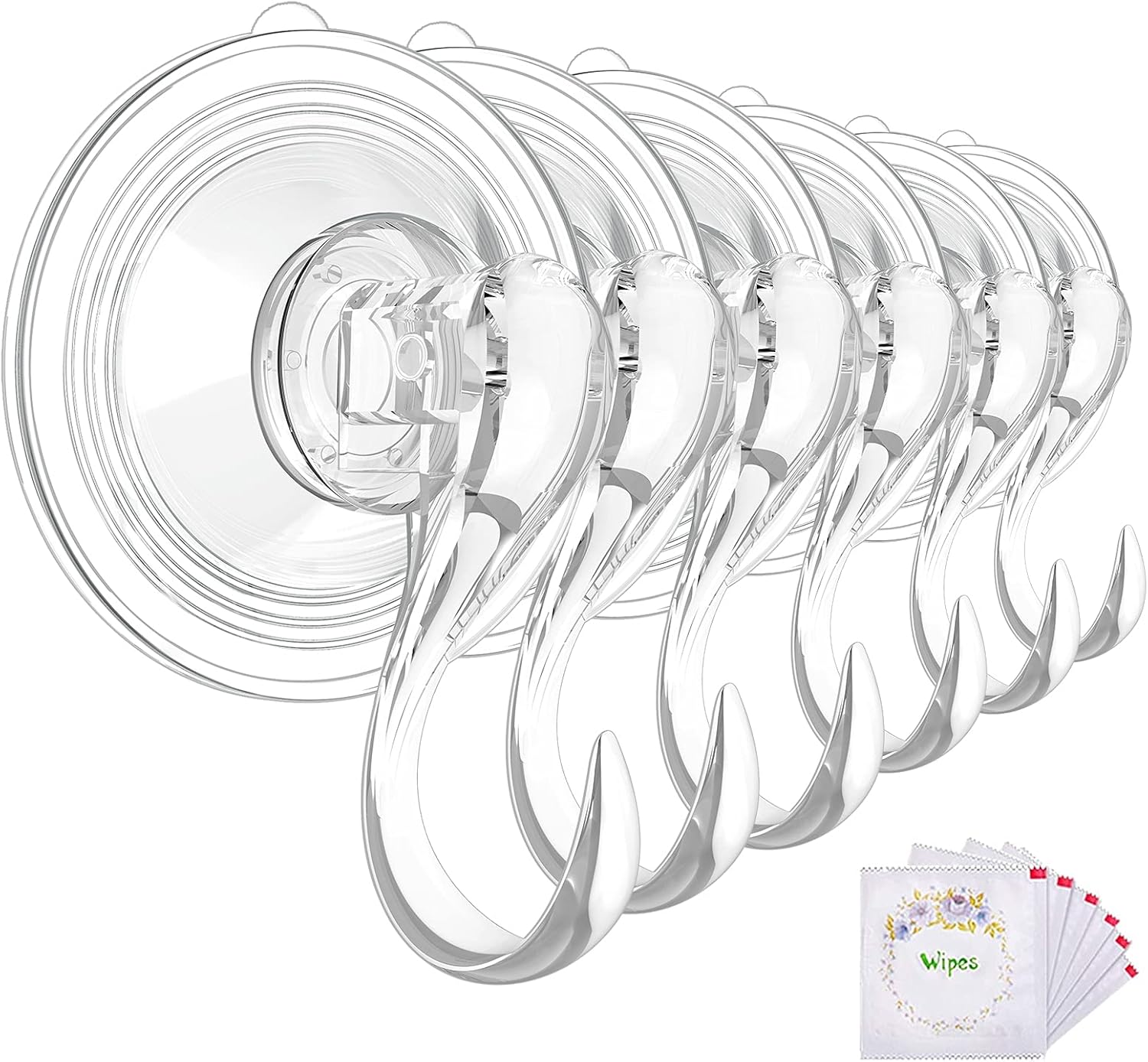 Wreath Hangers - VIS'V Wreath Hanger, Large Clear Heavy Duty Suction Cup Wreath Hooks with Wipes 22 LB Removable Strong Window Glass Door Suction Cup Wreath Holder for Halloween Christmas Wreath Decorations - 6 Pcs