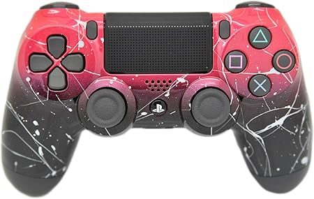 Amazon Com Hand Airbrushed Fade Playstation 4 Custom Controller Red Black Fade W Silver Splatter Computers Accessories