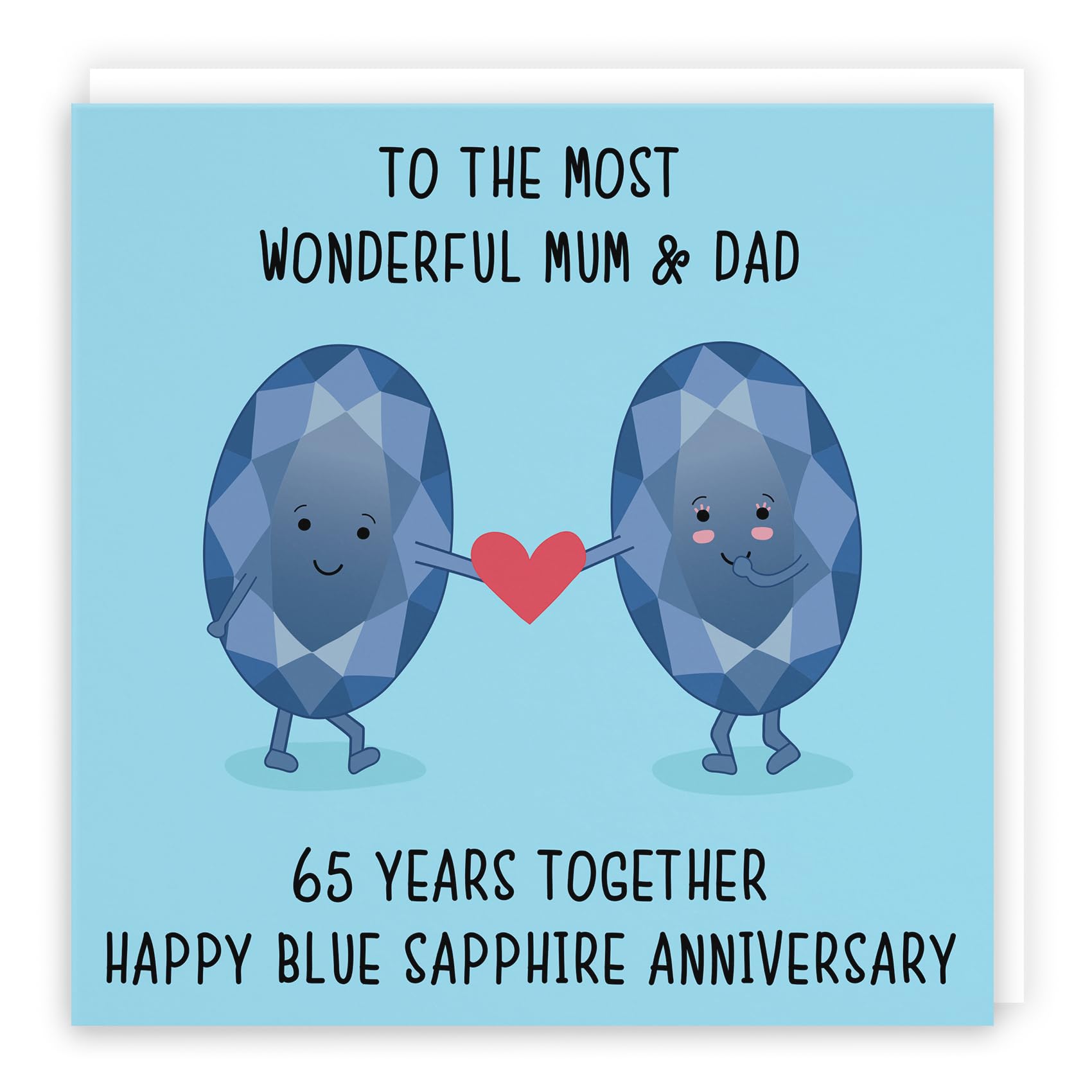 Hunts England - Large Mum And Dad 65th Anniversary Card - To A Wonderful Mum & Dad - 65 Years Together - Happy Blue Sapphire Anniversary - Iconic Collection - Large - 210 x 210 mm — image 1