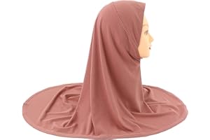 amokk Solid Hijab Scarf for Toddler Girls Muslim One Piece Headscarf Wrap for 4-8 Years