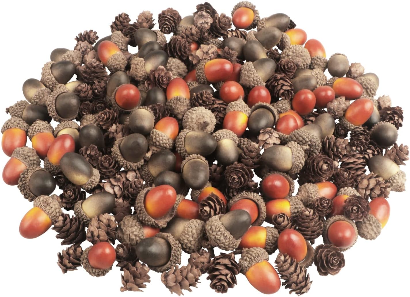 Vase Fillers - 200 Pieces Natural Pine Cones and Artificial Acorns Decorations, Christmas Mini Pinecones Fake Acorns with Natural Acorn Cap for DIY Craft Vase Filler Home Christmas Festival Party Fall Winter Decor