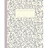 Composition Notebook College Ruled: Vintage Lilac & Blue Flowers Botanical Illustration | Floral Aesthetic Journal for School, College & Work