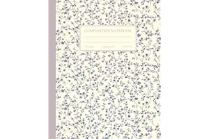 Composition Notebook College Ruled: Vintage Lilac & Blue Flowers Botanical Illustration | Floral Aesthetic Journal for School