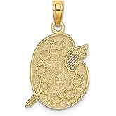 14k Yellow Gold Artist Palette Pendant with Brush Design, Creative Symbol Jewelry for Painters and Art Lovers, Real Gold Artistic Charm Necklace for Women or Unisex Fine Jewelry Accessory