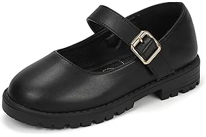 Hehainom Girls Mary Jane Dress Shoes School Uniform Shoes Little Big Kids Round Toe Platform Flats