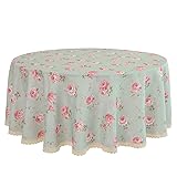YEESSION Floral Print 70 Inch Round Tablecloth