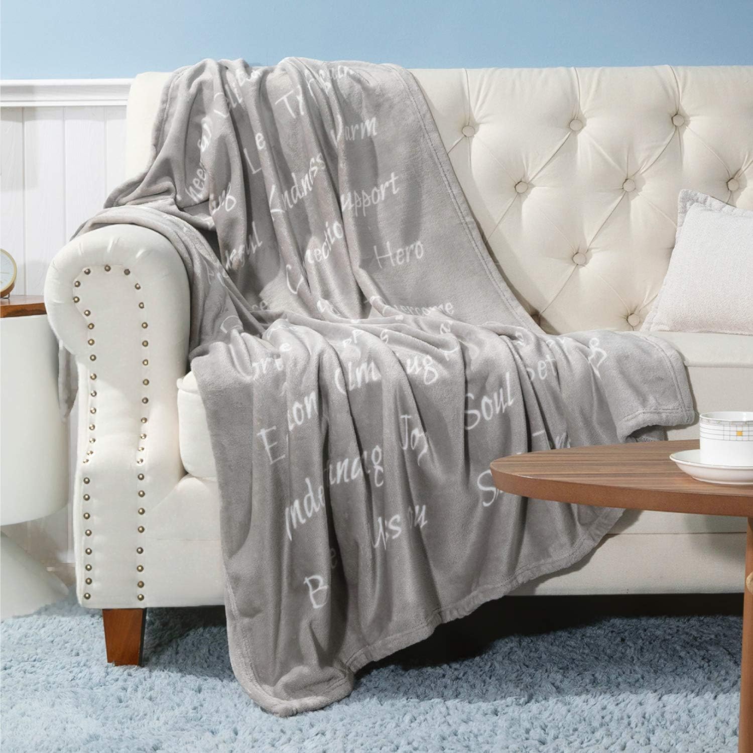 Bedsure Healing Thoughts Blanket - Super Soft Hope Prayer Warm Hug Throw Blanket Sympathy Thoughtful Comfort Get Well Recovery Gifts for Women Men Breast Cancer Patient (Grey): Home & Kitchen