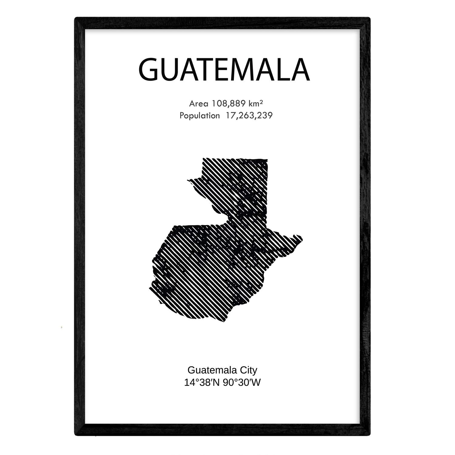 Nacnic Poster of Guatemala. Sheets of countries and continents. A3 size