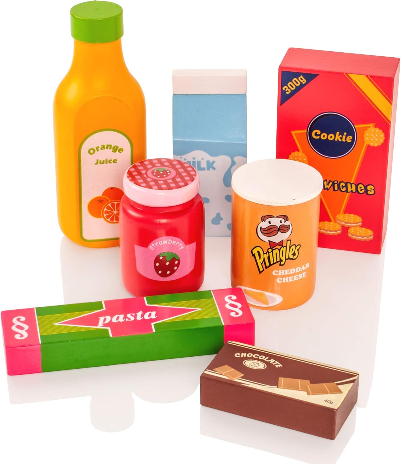 Milly & Ted Metal Shopping Basket & Wooden Play Food Set Childrens