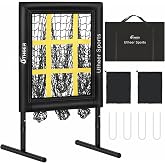 Utheer 9 Hole Pitching Net with Strike Zone, Accuracy Trainer | Adjustable height strike zone with 9 targets; helps sharpen pitch control and repeat location drills for backyard practice