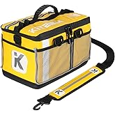 KitBrix Waterproof Sports Duffel Bag, Personal Item Travel Bag 15.3" x 9.4" x 9.4" - Solid Base - Built for Wet, Muddy Gear - Multi-Use Swimming, Gym, Soccer, Camping, Triathlon Transition Bag, Yellow
