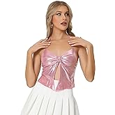 Allegra K Metallic Backless Cami for Women's Valentine's Day Asymmetrical Spaghetti Straps Halter Sparkle Tank Top