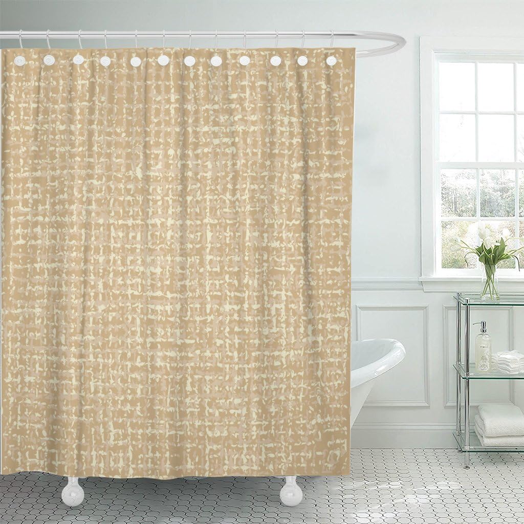 Amazon Com Emvency Shower Curtain Beige Burlap Sack Brown Hessian