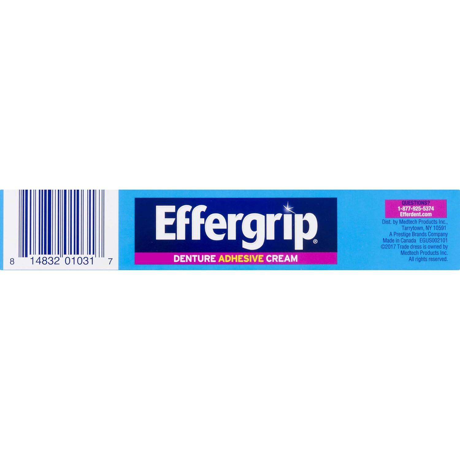 Effergrip Denture Adhesive Cream, Extra Strong Holding Power, 2.5 oz (814832010317) : Beauty