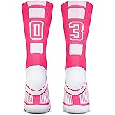 ChalkTalkSPORTS Custom Team Socks - Pink Number Socks | Choose Your Number