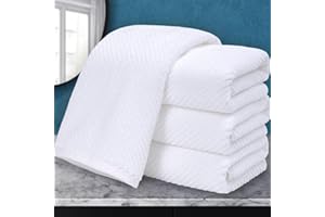 VOOVA & MOVAS White Hand Towels - 100% Cotton | Lightweight | Thick | Quick Dry | Soft | Absorbent, 4 Pack Large 18" x 28", Bath Hand Towels for Bathroom, Luxury Towel Gift Set