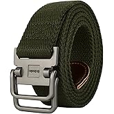 Drizzte Plus Size 39-75'' Mens Belt Double Ring Canvas Web Fabric Belt Casual Work Tactical Black