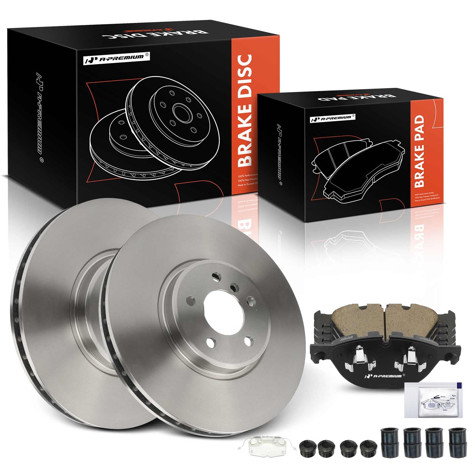 Photo 1 of A-Premium 14.37 inch (364.9mm) Front Vented Disc Brake Rotors + Ceramic Pads Kit Compatible with Select BMW Models - X5 2011-2018, X6 2008-2019, 4.4L, 6-PC Set