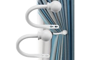 Curtain Tiebacks Drapery Holdbacks, 2 Packs Curtain Holdback, Wall Mounted Curtain Tie Backs Metal Curtain Hooks U Style Meta