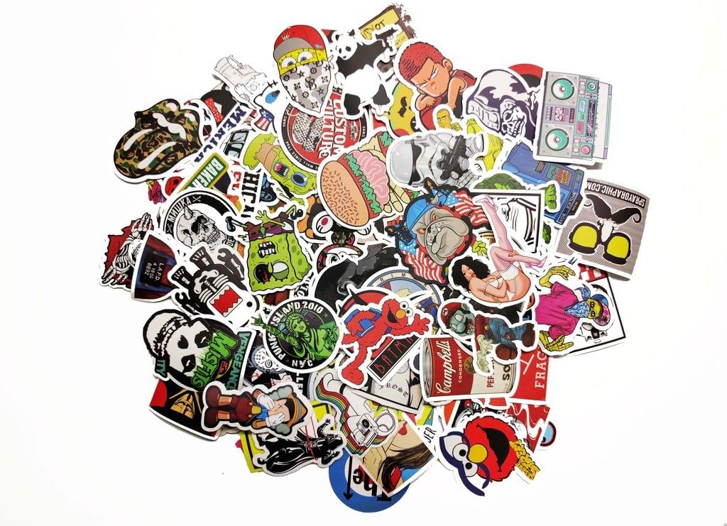 Picavinci Design 100 pcs Sticker Pack Hippies Graffiti Vinyl Decal for car Helmet Wall Luggage Bumper Snowboard hoverboards Phone Laptop Motorcycle Bike Bottles Decal Bomb B