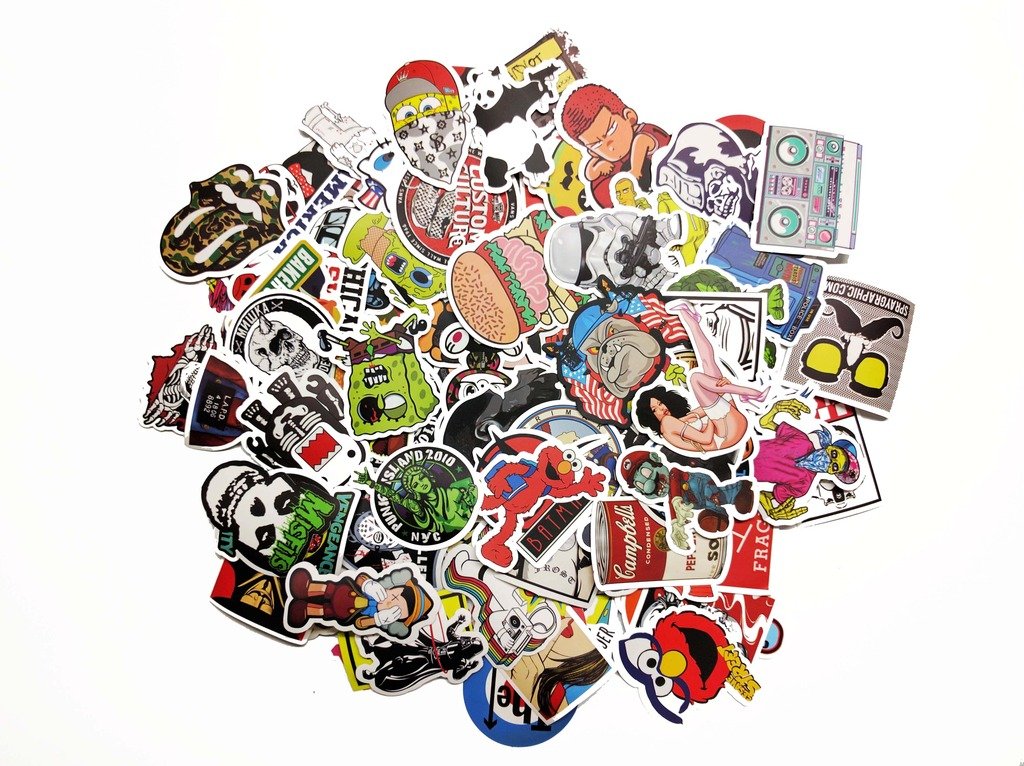 Picavinci Design 100 pcs Sticker Pack Hippies Graffiti Vinyl Decal for car Helmet Wall Luggage Bumper Snowboard hoverboards Phone Laptop Motorcycle Bike Bottles Decal Bomb B