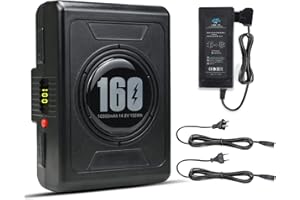 REYTRIC 155Wh(10500mAh) Gold Mount Battery with D-tap Charger and D-Tap Output Cable for DSLR Camera Camcorder Broadcast LED Light Replacement Brick