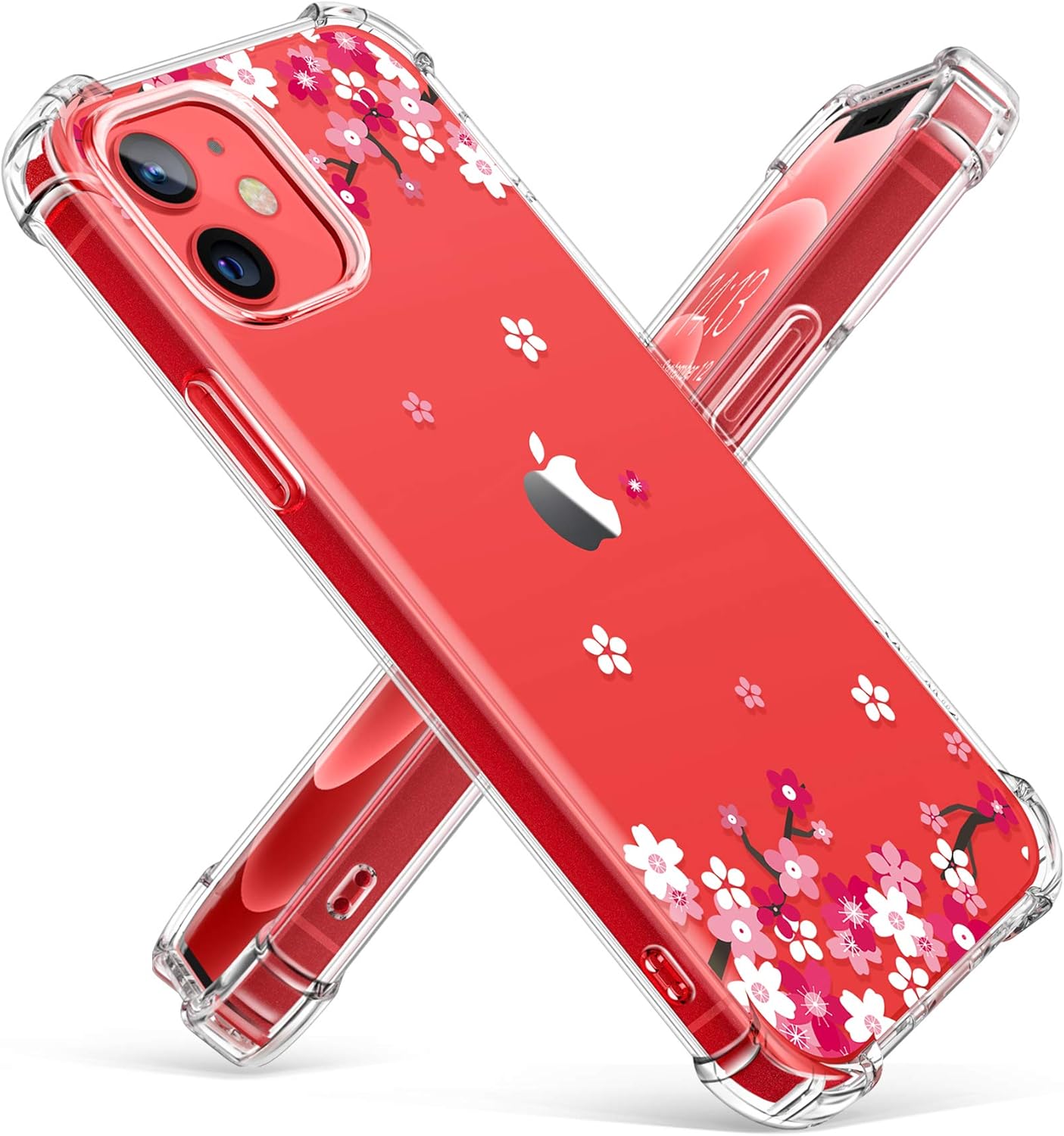 GVIEWIN Clear Floral Case Compatible with iPhone 12 and Amazon.co.uk
