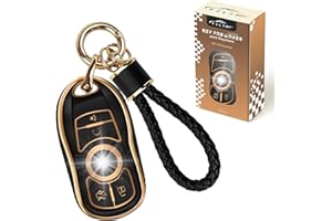 PJLJY Key Fob Cover, Buick Key Fob Cover,Full Protection Key Fob Case with Keychain for Buick Enclave Encore GX Envision Lacrosse Regal Tourx(Black)