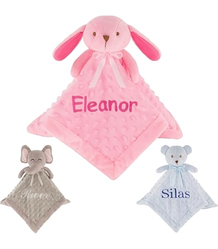 Dream Embroidery Personalized Baby Blanket Set - Blue Whale Security Blanket With Custom Name Or Monogram